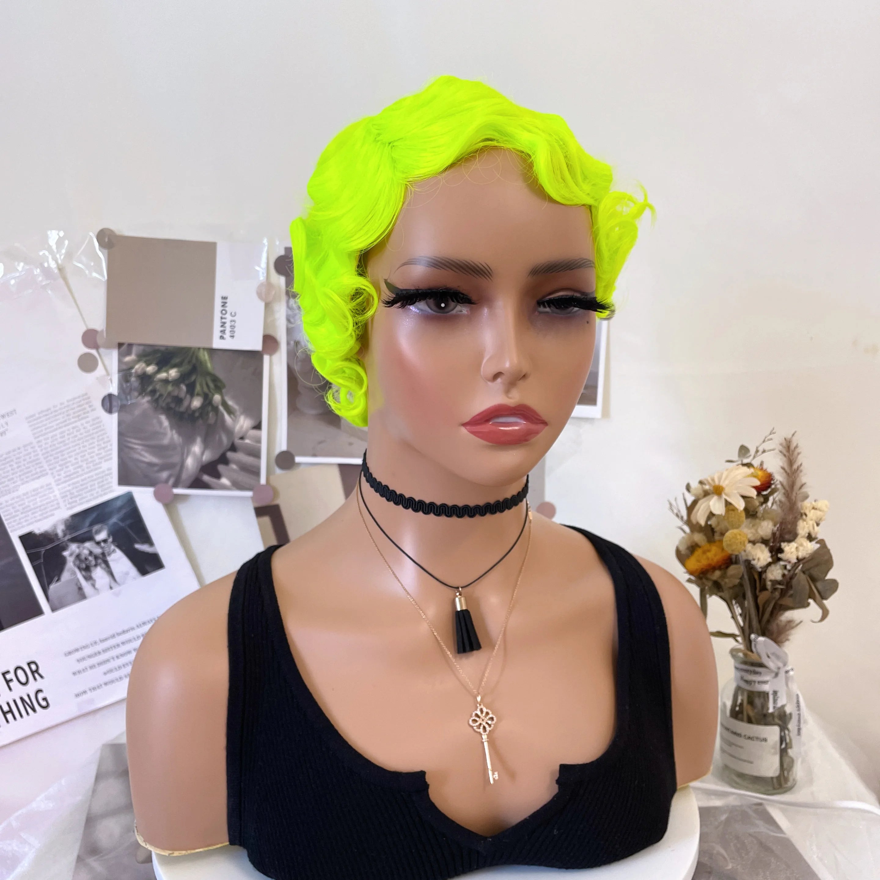 WIGERA Fluorescent Green Finger Wave Wig - ATSProducts