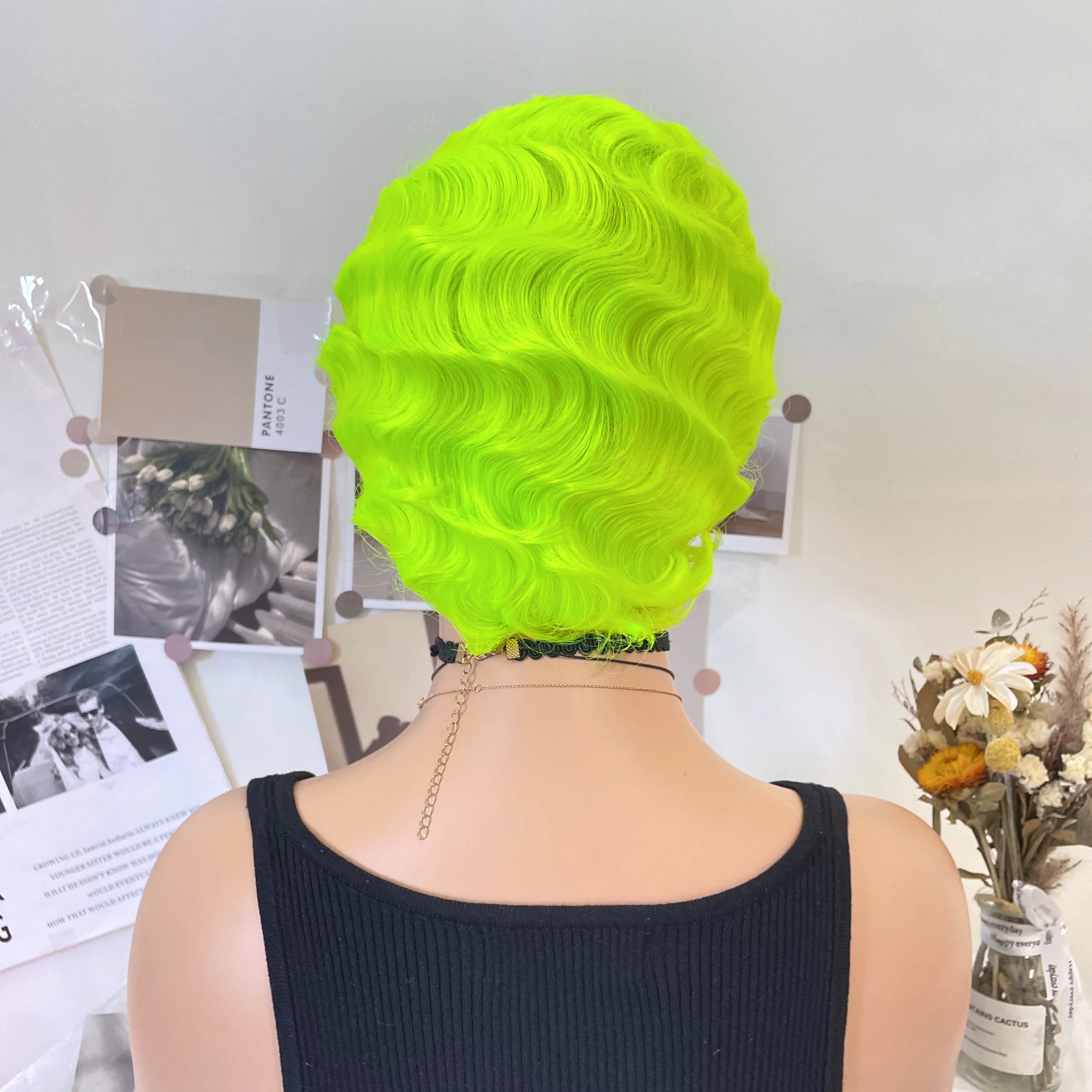WIGERA Fluorescent Green Finger Wave Wig - ATSProducts