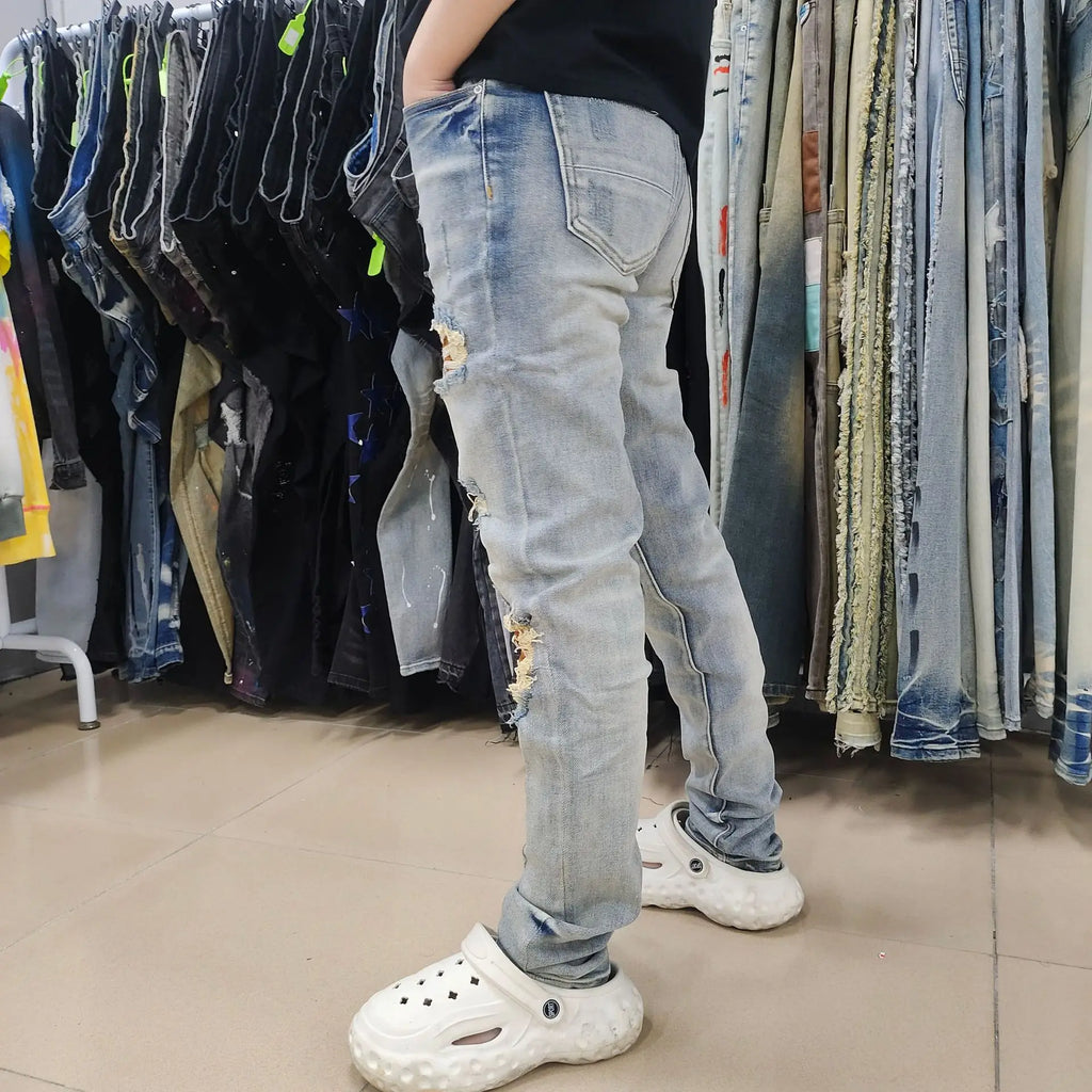 Ripped Patch Stretch Skinny Jeans - ATSProducts