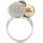 Multi-Color Pearl Ring Rhodium + Ruthenium Brass - ATSProducts
