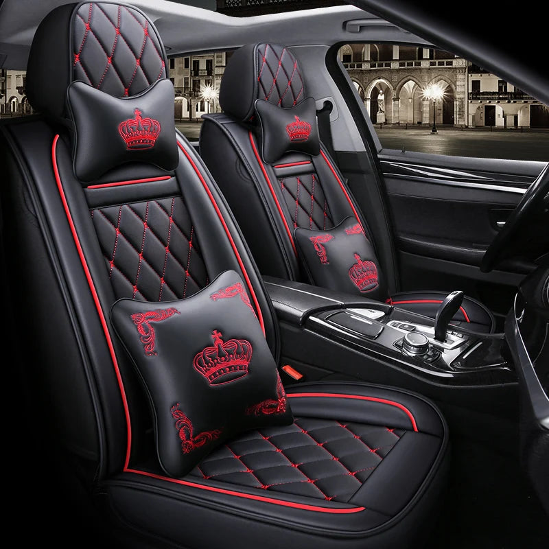 Caranger Breathable Four Seasons Crown Split Full Leather Car Seat Cushion - ATSProducts