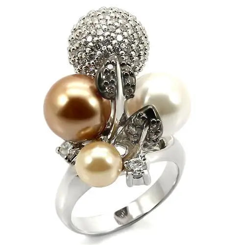 Multi-Color Pearl Ring Rhodium + Ruthenium Brass - ATSProducts