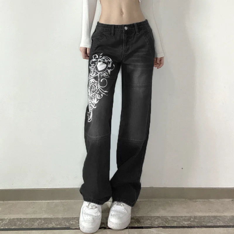 Embroidered Straight Leg Jeans - ATSProducts