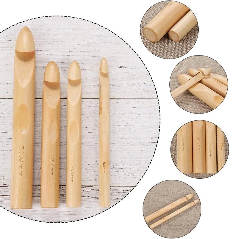 1Pcs15/20/25/30mm Wooden Crochet Hooks - ATSProducts