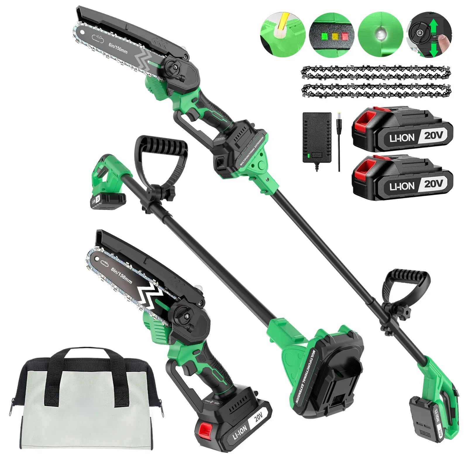 20V Industrial Grade Cordless 2-in-1 Pole Saw - ATSProducts
