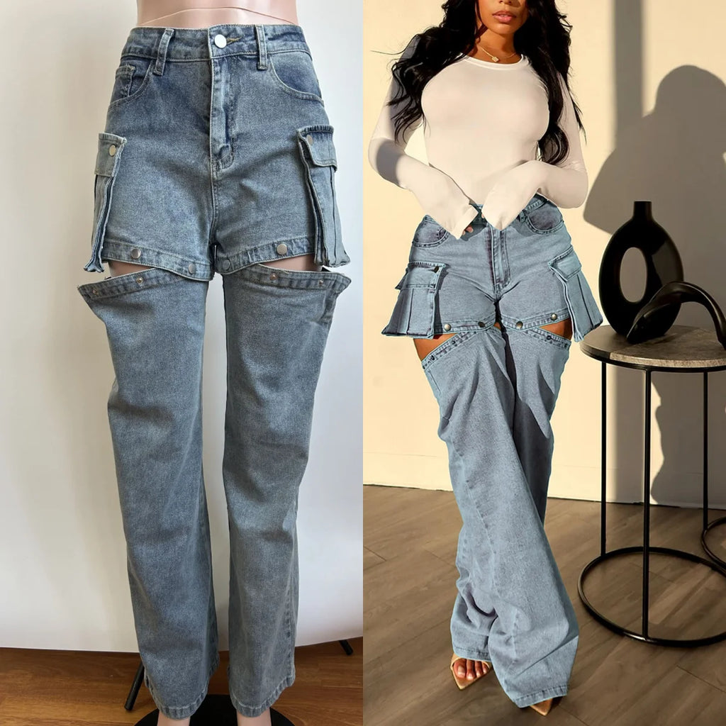 Detachable Bottom Stretch Jeans - ATSProducts