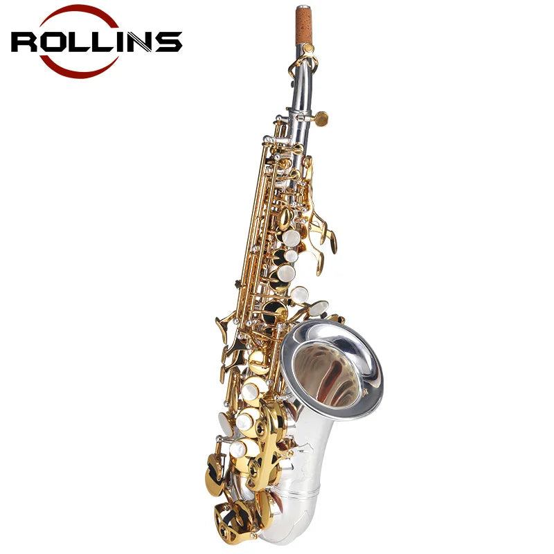 Rollins High Grade Curved Silver Plated A2 Soprano Saxophone - ATSProducts