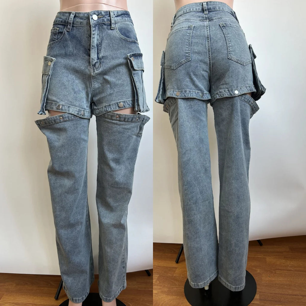 Detachable Bottom Stretch Jeans - ATSProducts