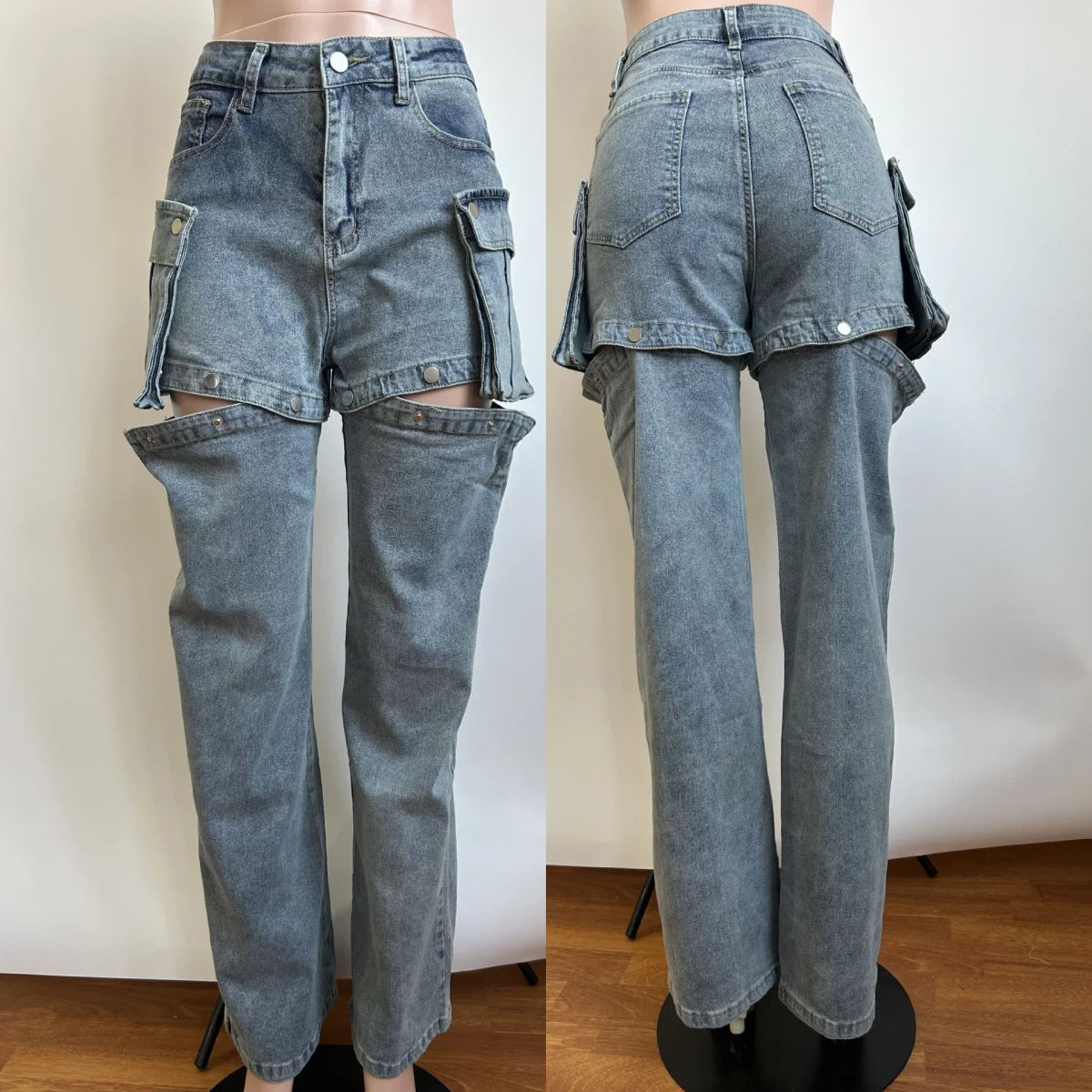 Detachable Bottom Stretch Jeans - ATSProducts