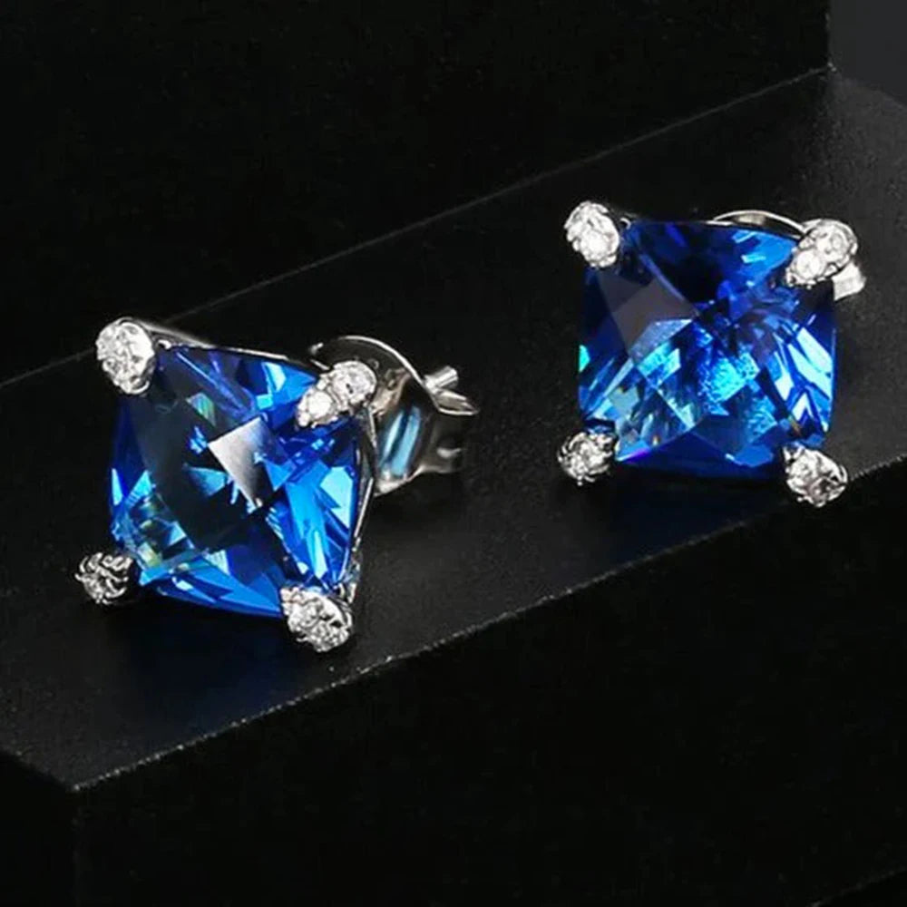Square Multicolour Cubic Zirconia Stud Earrings - ATSProducts