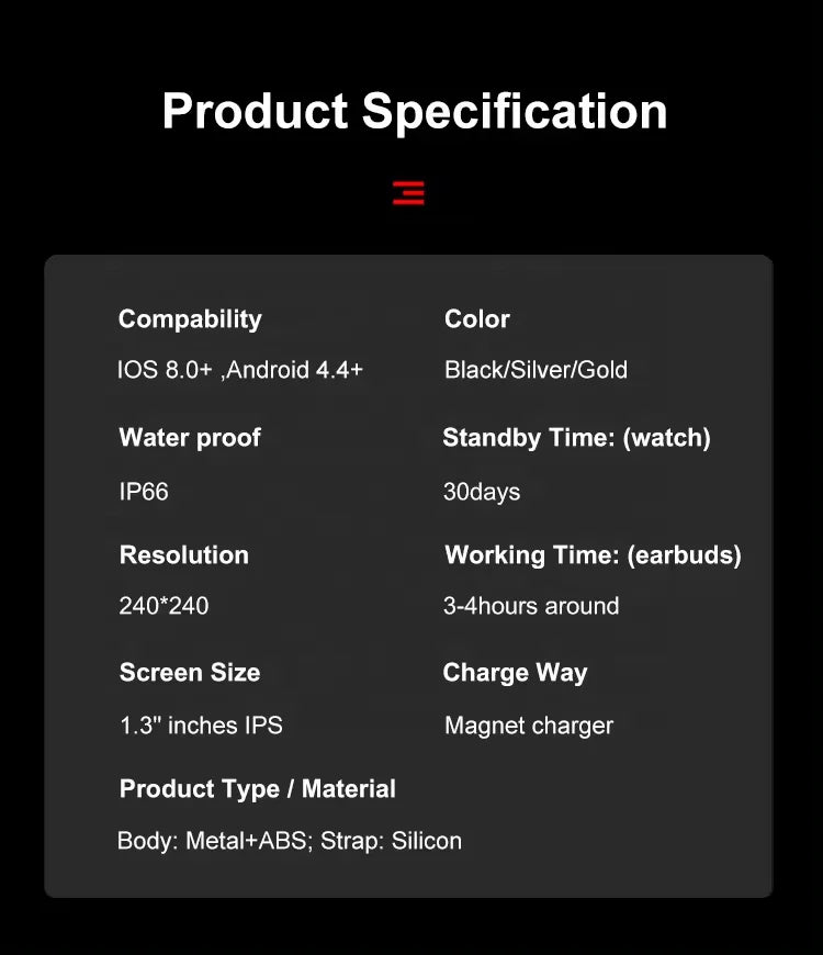 Waterproof Smartwatch with TWS Earbuds - ATSProducts