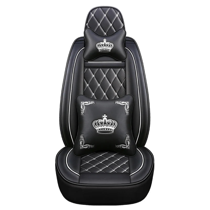 Caranger Breathable Four Seasons Crown Split Full Leather Car Seat Cushion - ATSProducts