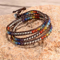 Handmade Leather Wrap Natural Stones Chakra Bracelet - ATSProducts
