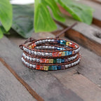 Handmade Leather Wrap Natural Stones Chakra Bracelet - ATSProducts