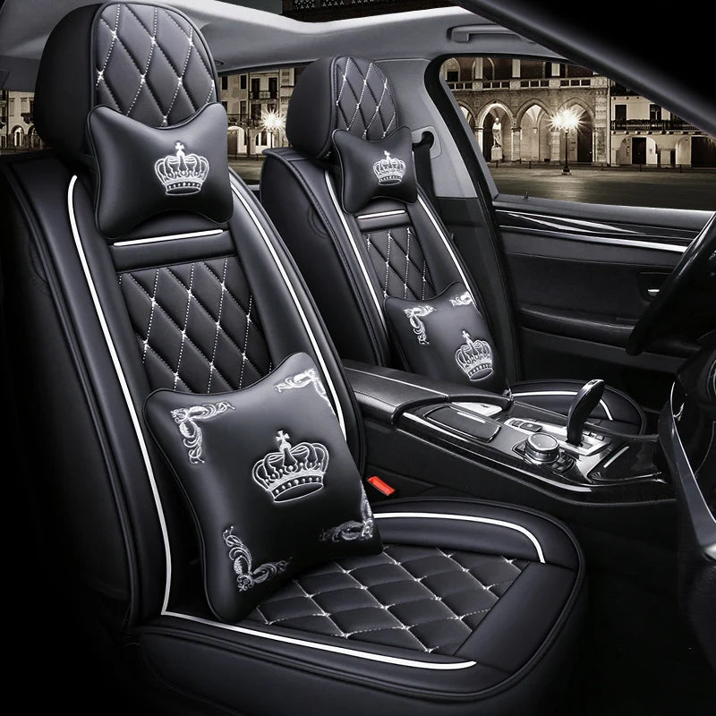 Caranger Breathable Four Seasons Crown Split Full Leather Car Seat Cushion - ATSProducts
