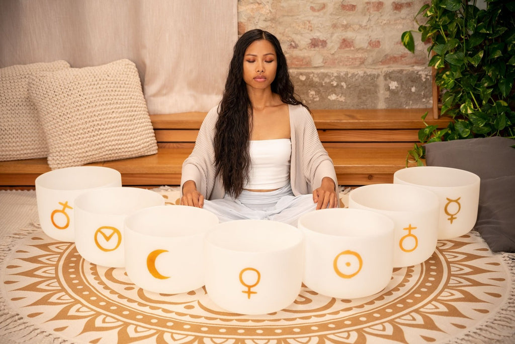 7 Planetary Crystal Singing Bowls - Cosmic Chakra Set - ATSProducts
