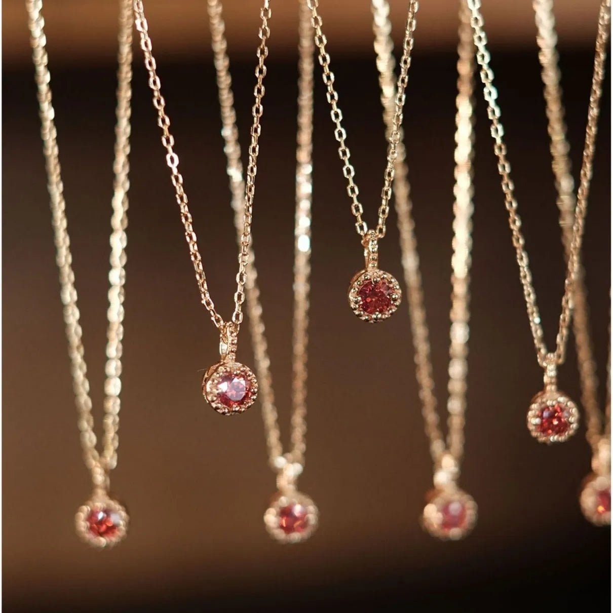 18K Gold Red Zircon Pendant Necklace - ATSProducts