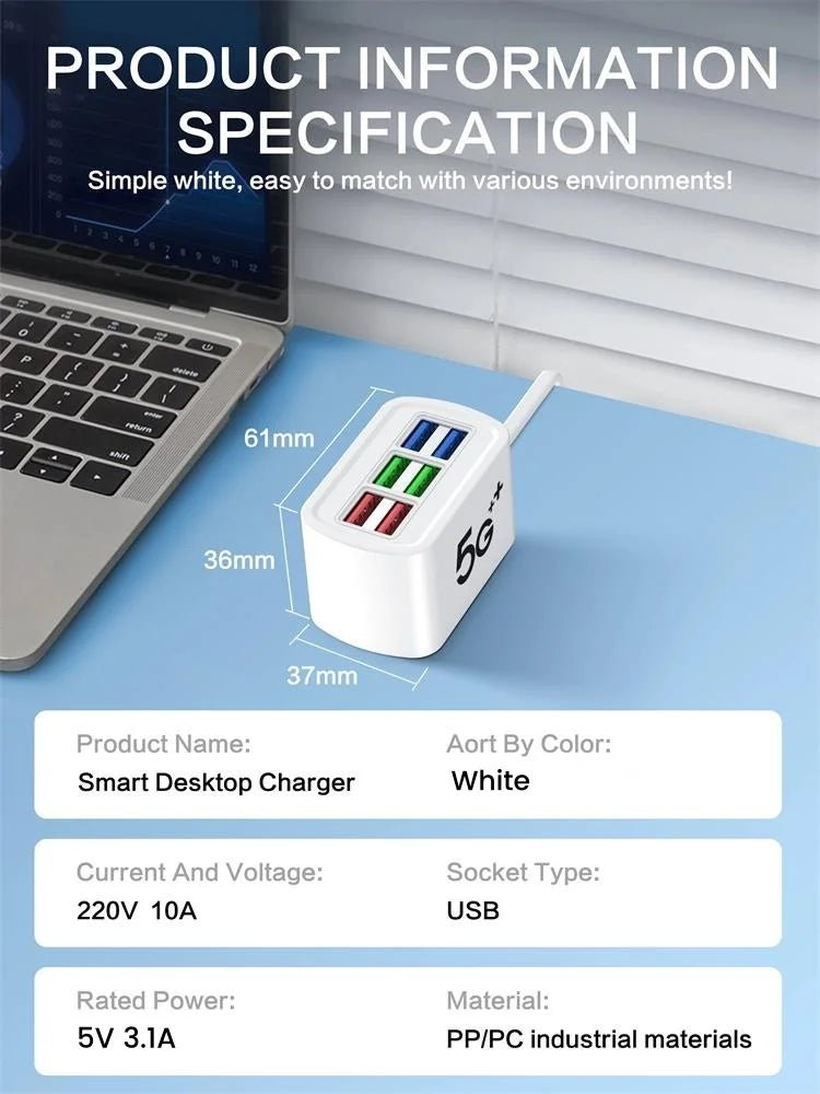 6 USB Charger Power Strip Universal Fast Charging - ATSProducts
