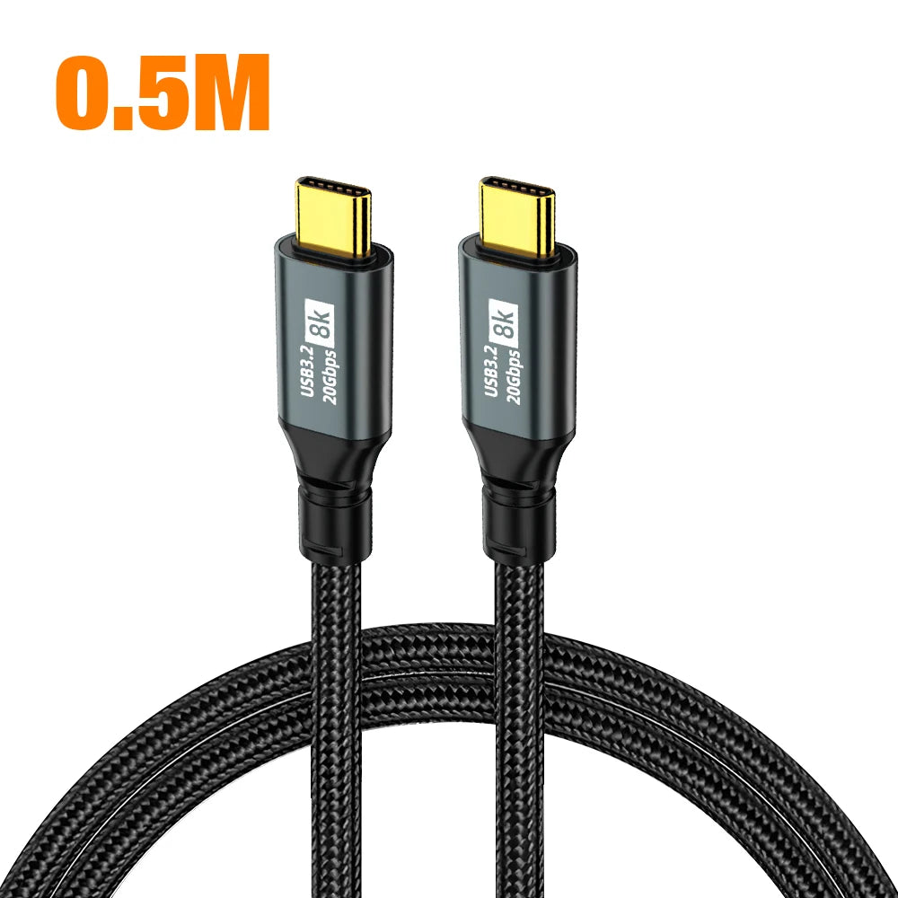 100W Type C to Type C 3.2 PD Fast Charging Cable 8K C-C 20Gbps Data Cable - ATSProducts