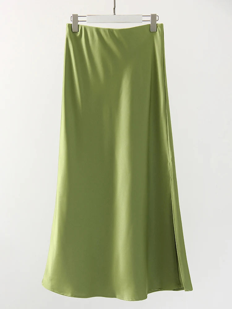 MiuKoMiYa Long Satin Skirt - ATSProducts