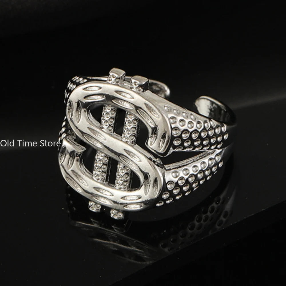 MoonBiffy Luxury Gold Or Silver Dollar Sign Ring - ATSProducts