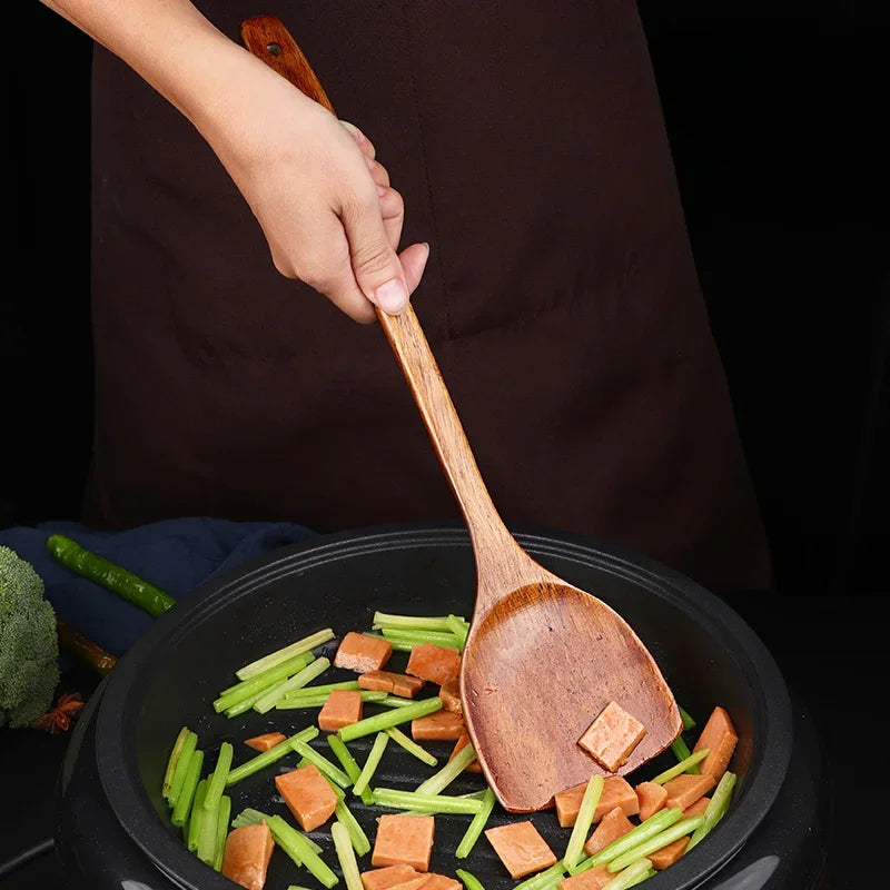 5-Piece Wooden Cooking Utensils Set – Non-Stick Kitchen Tools with Spoons & Spatulas, Heat-Resistant Cookware for Daily Use - ATSProducts