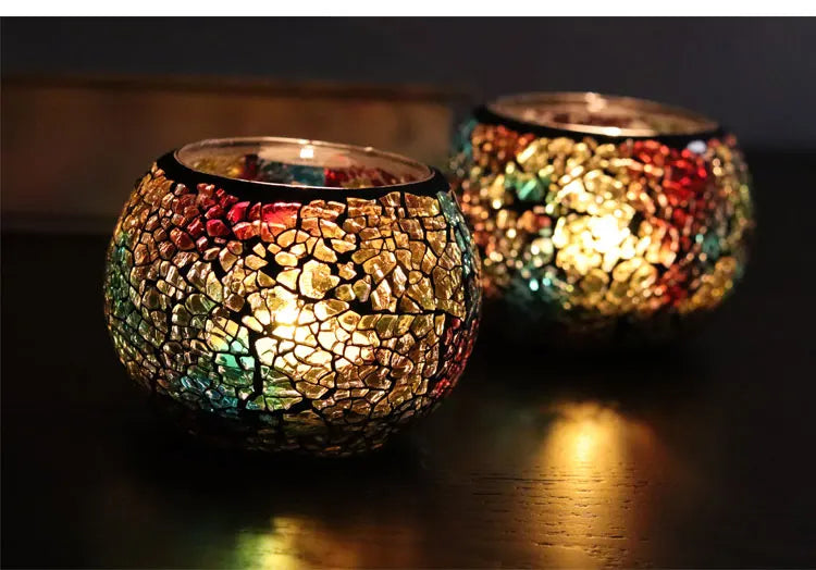 Rainbow Empty Candle Jars DIY Homemade Candle Container Glass Mosaic Jars for Candles Holder Vessel Storage - ATSProducts