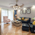 Tiffany Style Ceiling Fan With Light & Remote Indoor Dimmable with 4 Retractable Reverse Blades Silent Motor - ATSProducts