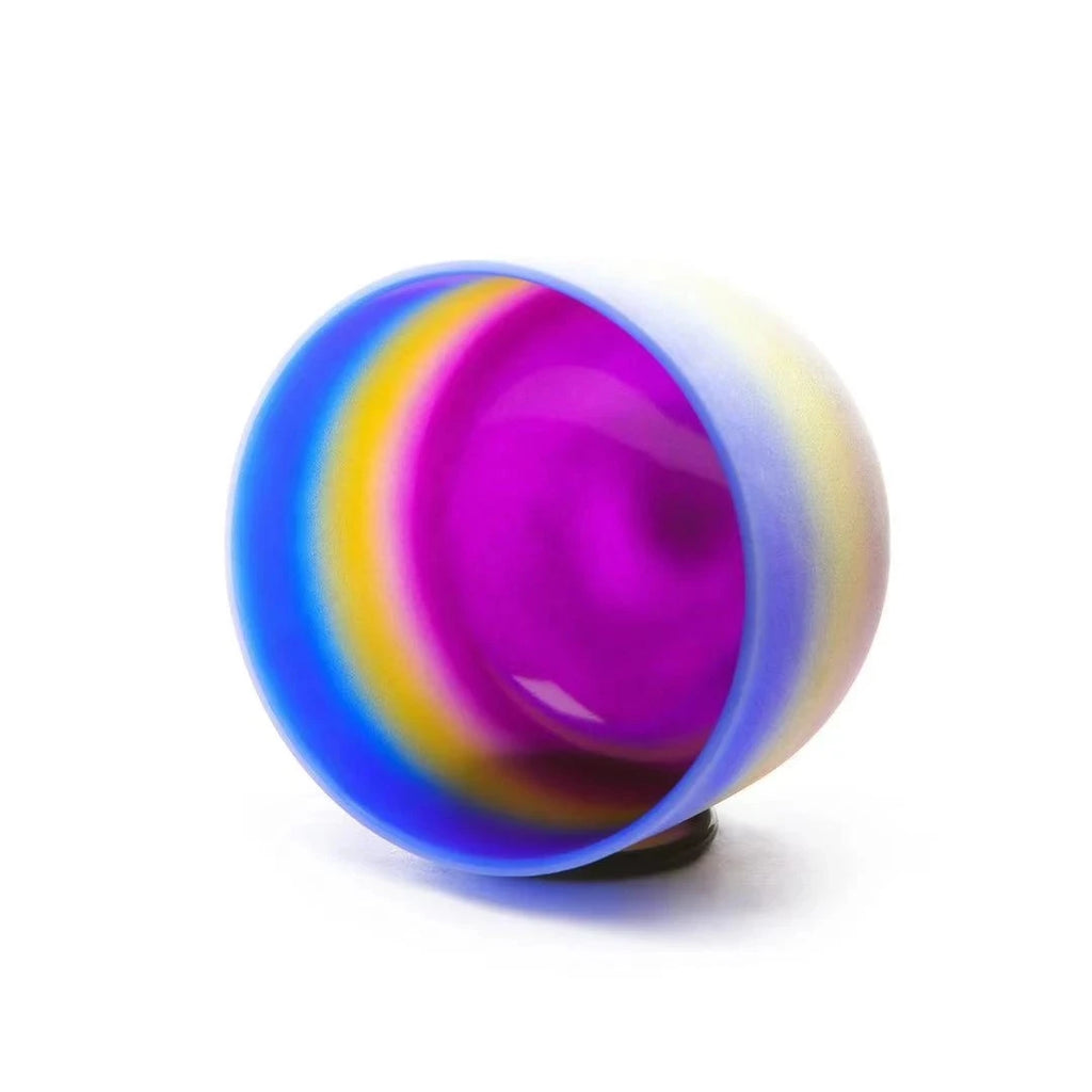 Rainbow Quartz Chakra Bowl for Yoga Meditation 8 inch A Note Third Eye Chakra - ATSProducts