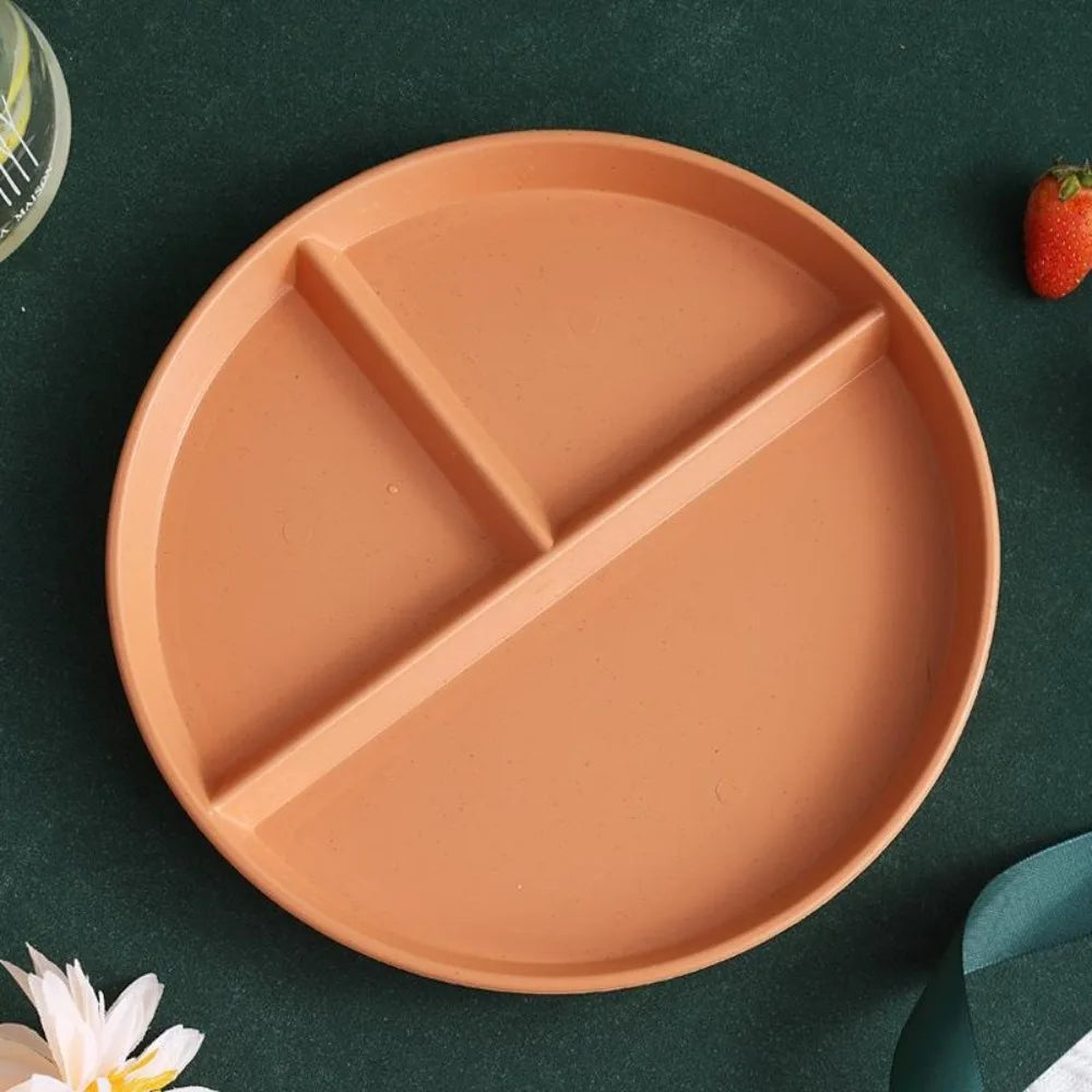 Three-Compartments Divided Plate Eco-Friendly Wheat Straw Reusable Children Dishes Anti-fall Plastic Kitchen Dinnerware Plates - ATSProducts