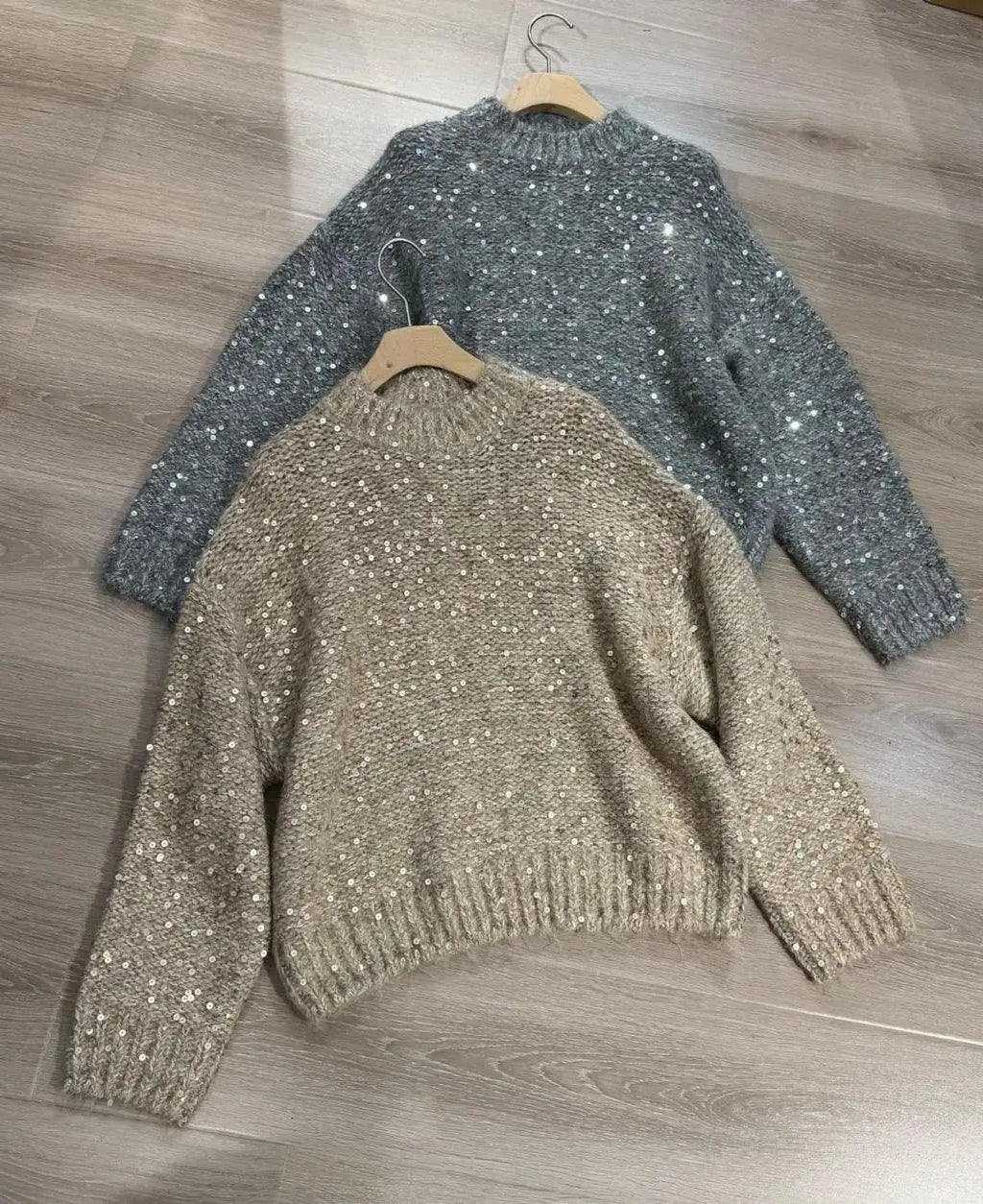 Mohair Wool Sparkling Sequins Sweater - ATSProducts