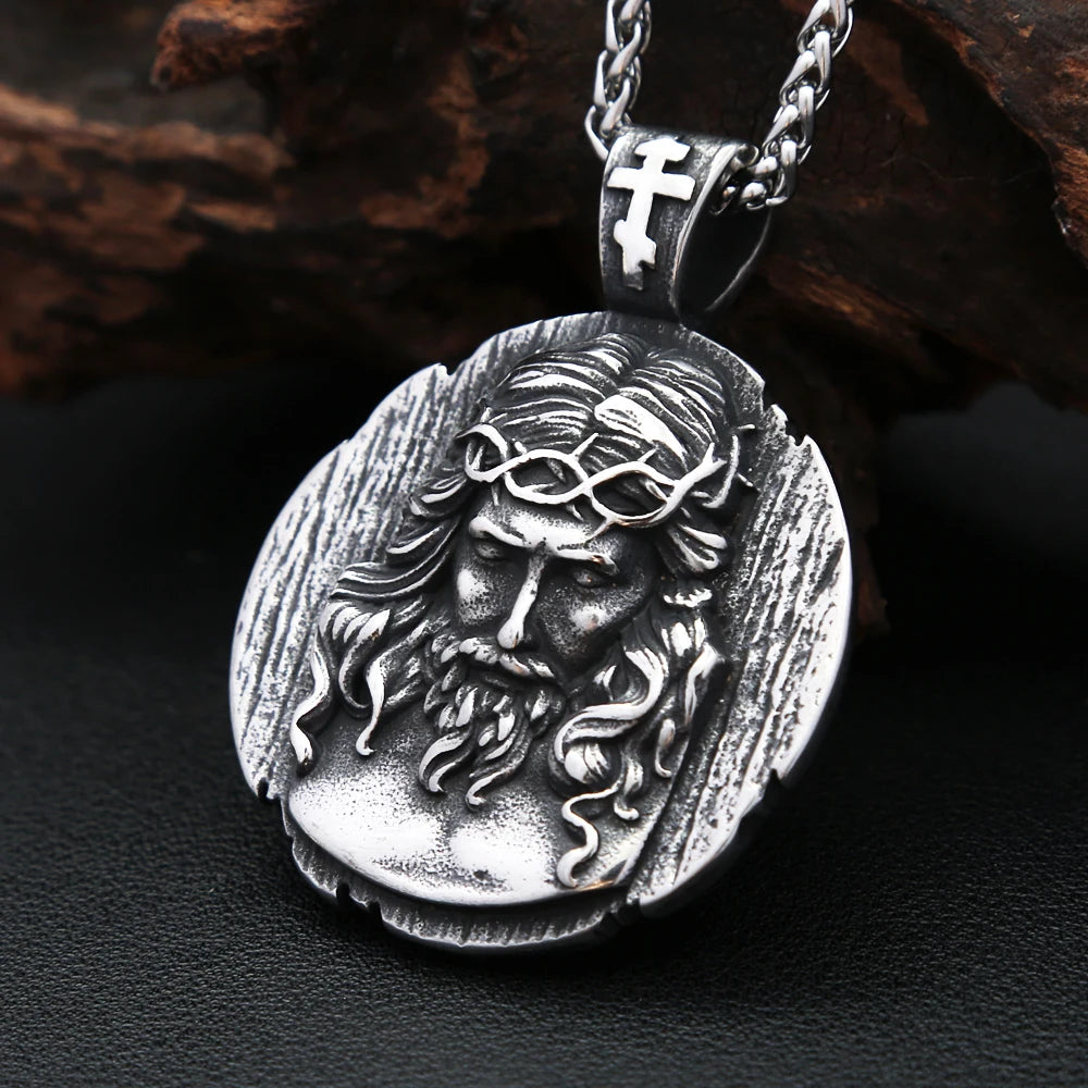 Vintage Christian Jesus Round Pendant Necklace - ATSProducts