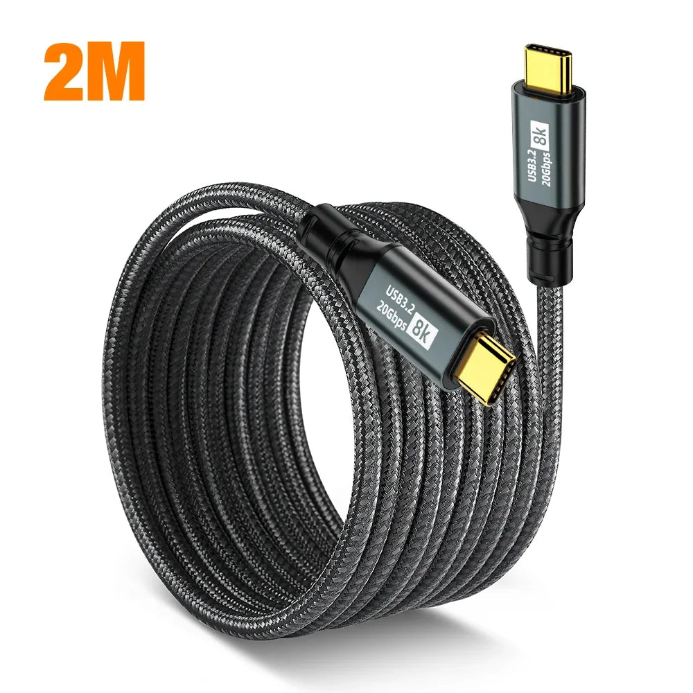 100W Type C to Type C 3.2 PD Fast Charging Cable 8K C-C 20Gbps Data Cable - ATSProducts