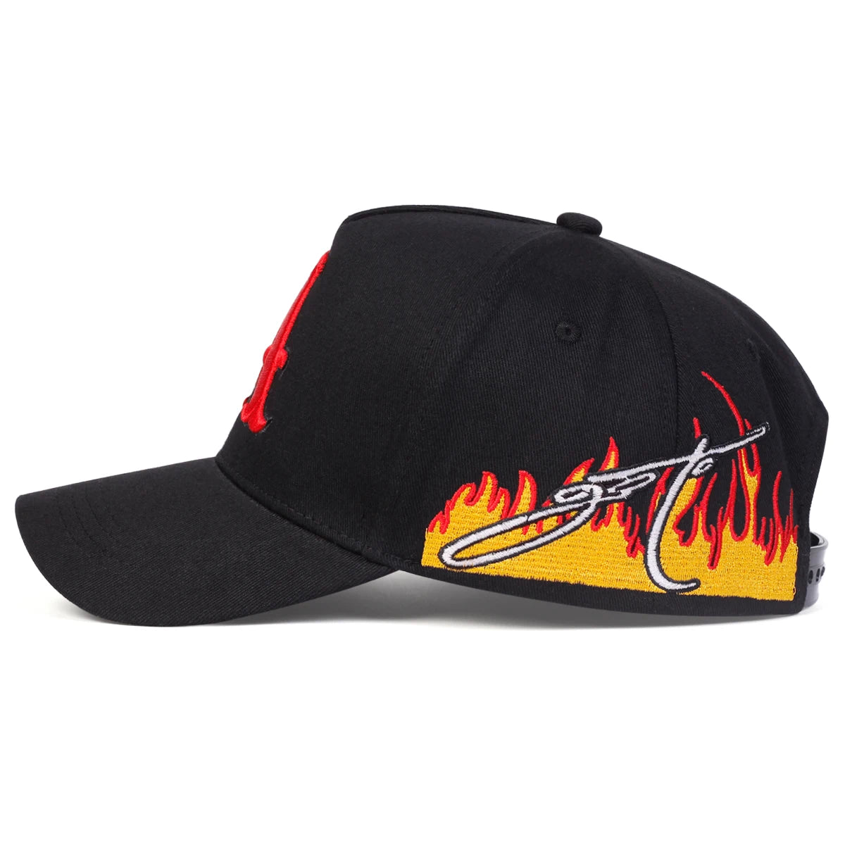 A Letter Embroidered Side Flame Baseball Caps - ATSProducts
