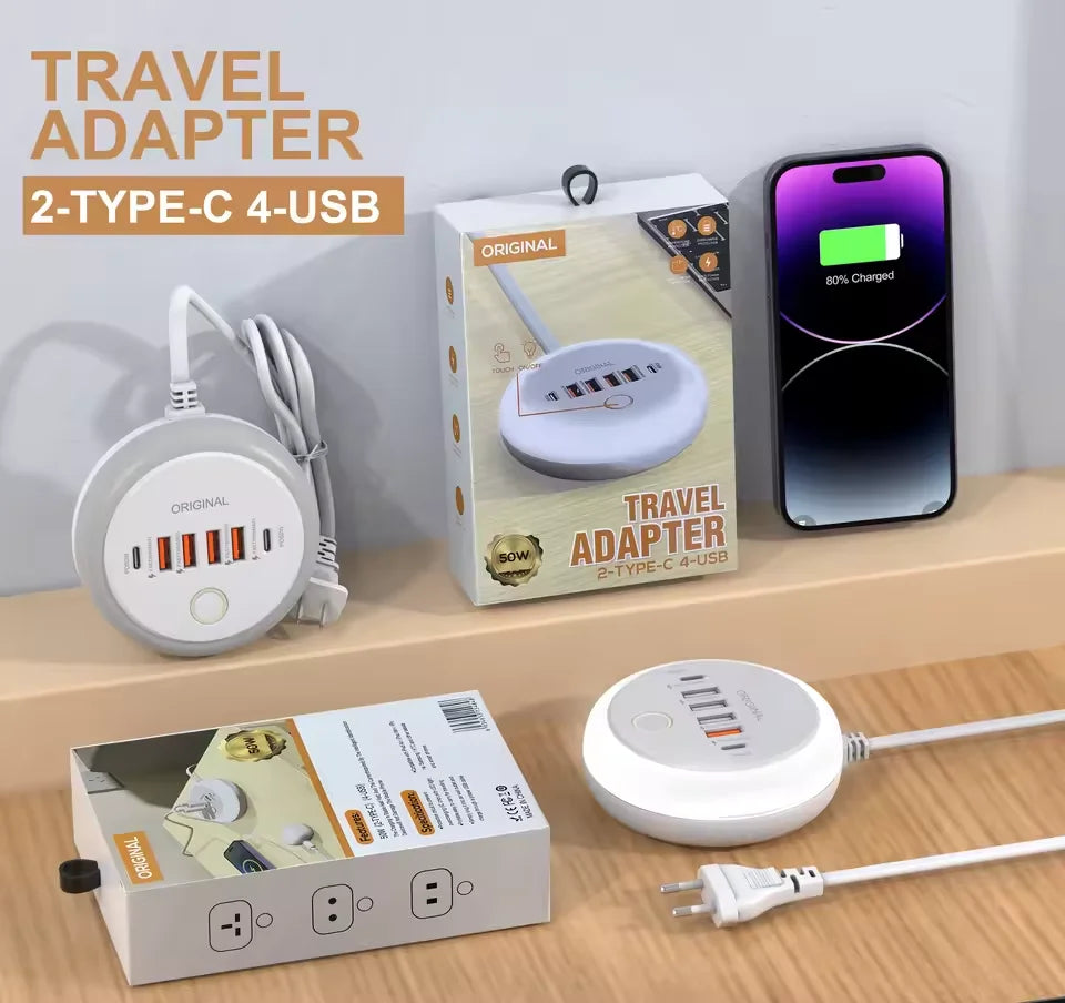 USB C Plug-in Charger Total 50W Multi-Port