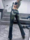 Zhuolin Wing Embroidered Low-Rise Jeans - ATSProducts