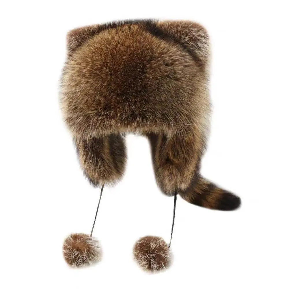 Raccoon Tail Fur Cap - ATSProducts