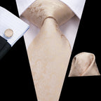 Hi-Tie Floral Champagne Ivory Mens Elegant Necktie - ATSProducts