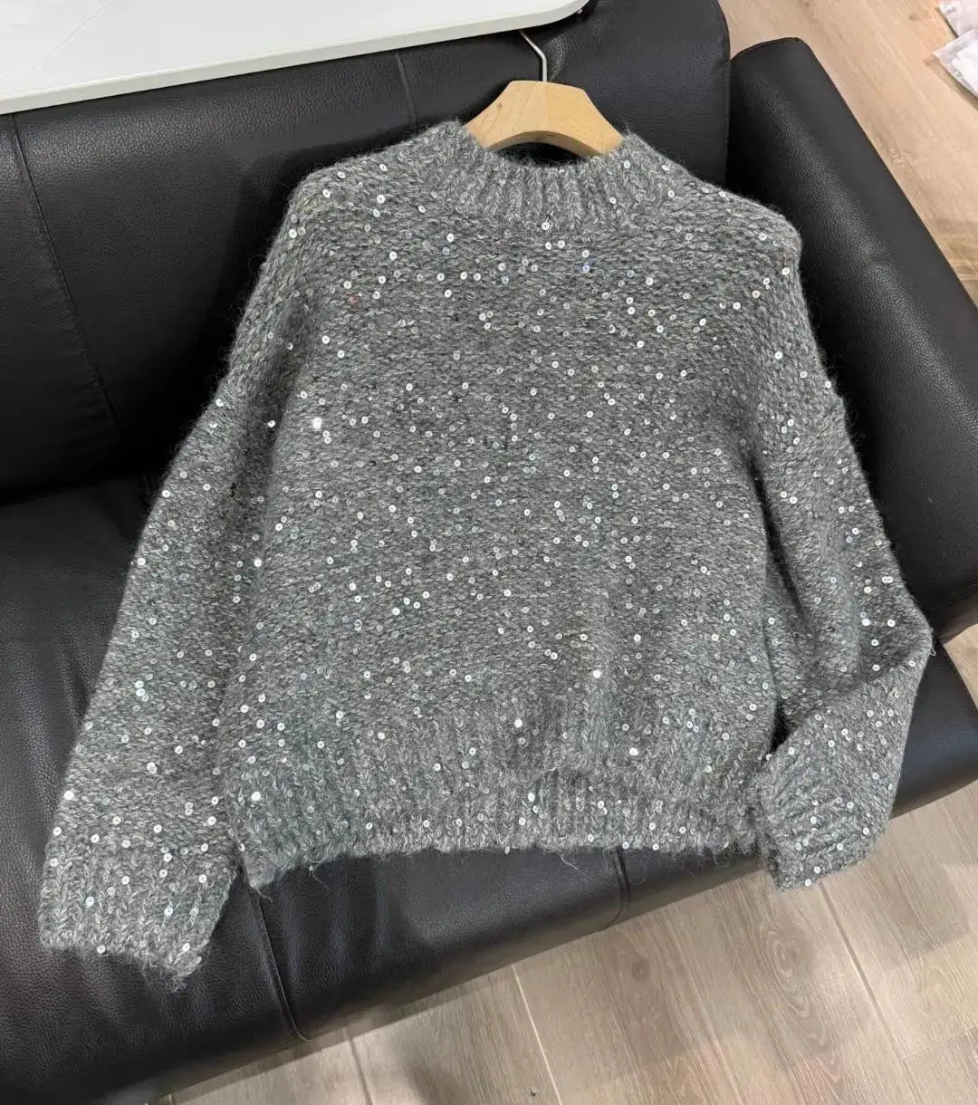 Mohair Wool Sparkling Sequins Sweater - ATSProducts