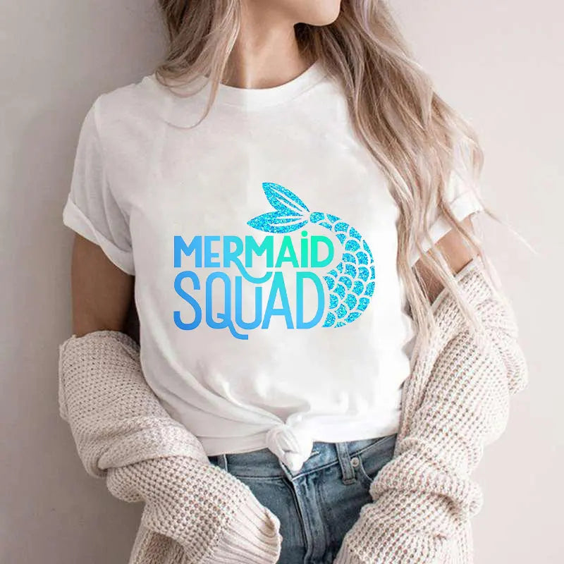 Mermaid Squad Print T-Shirts - ATSProducts