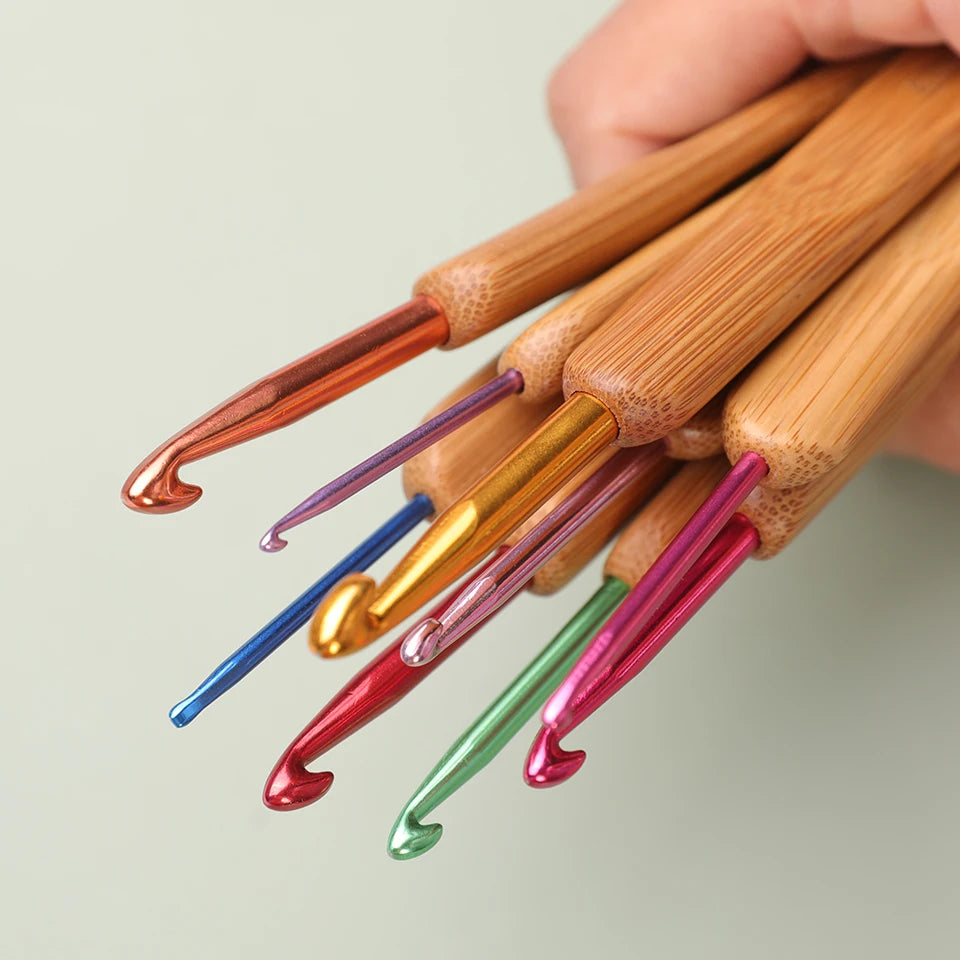 9Pcs Bamboo Crochet Hook Set - ATSProducts