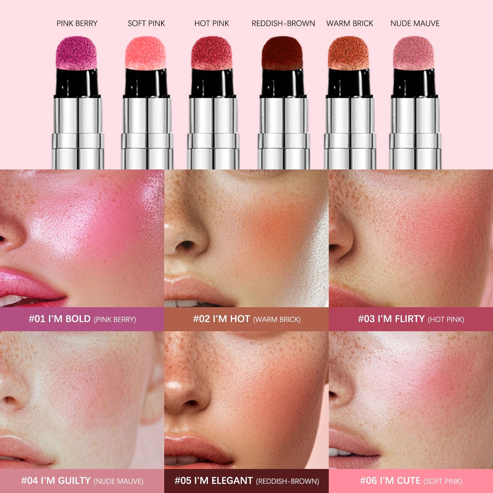 6 Colors Liquid Blush Stick with Sponge Tip - ATSProducts