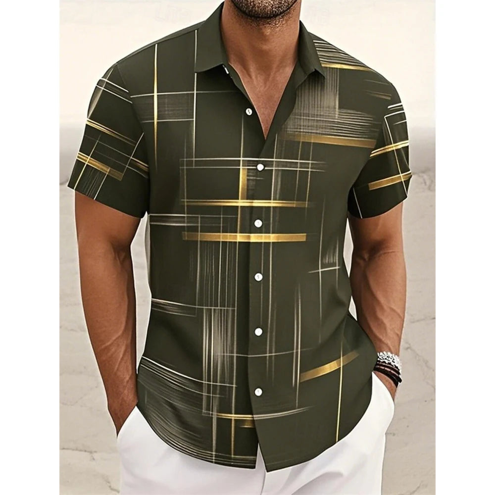 Geometric Plaid Button Shirt - ATSProducts