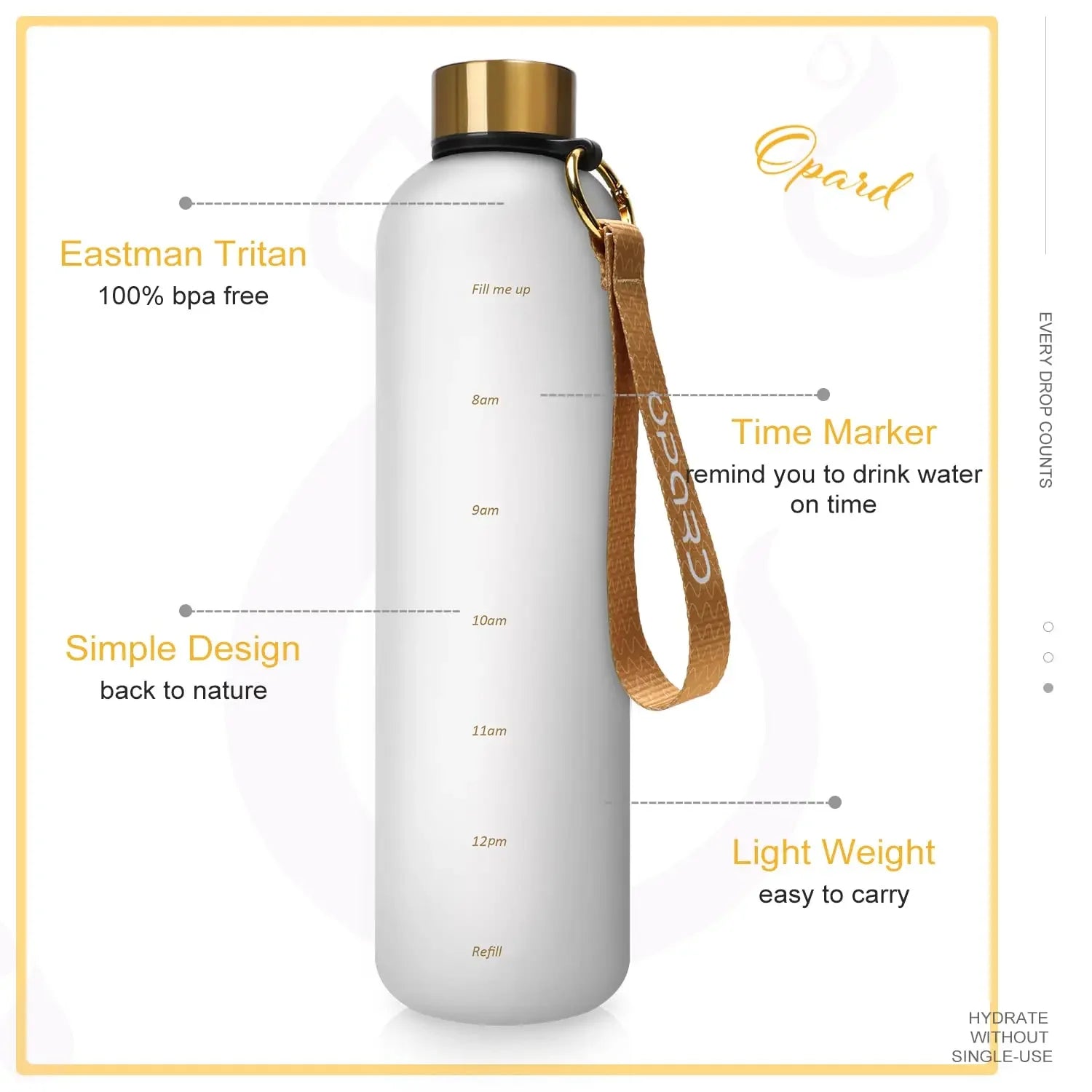 1L Water Bottle with Time Stamp