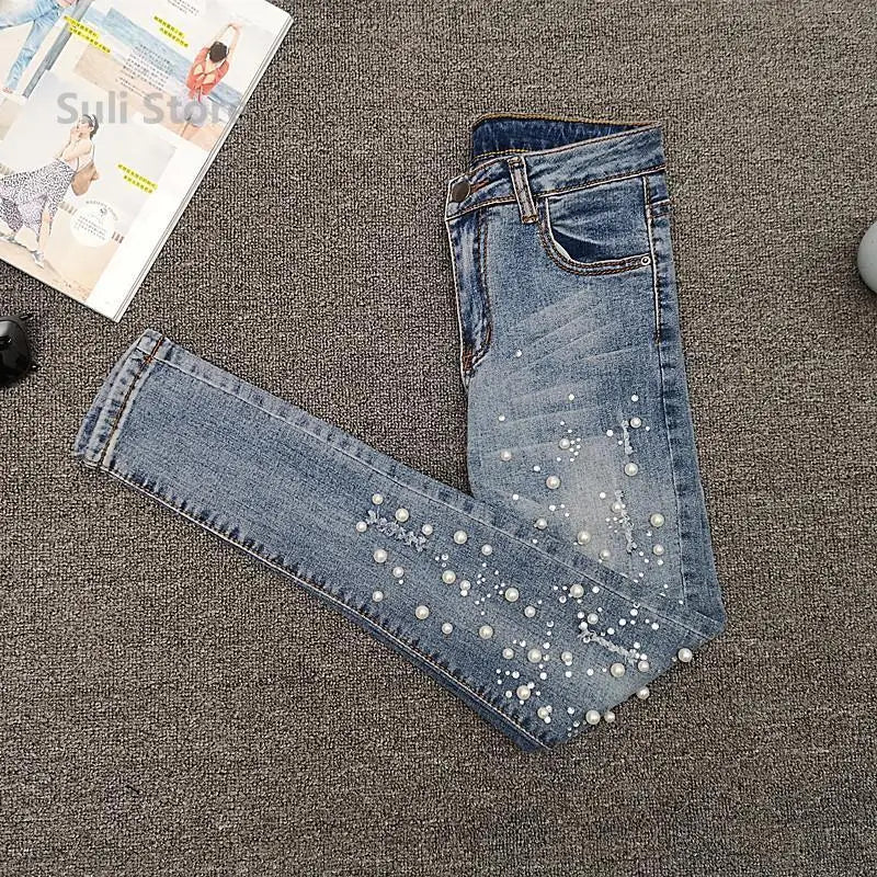 Loribindwood Beaded Skinny Jeans - ATSProducts