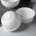 4/5/6inch, white embossed porcelain salad bowls - ATSProducts
