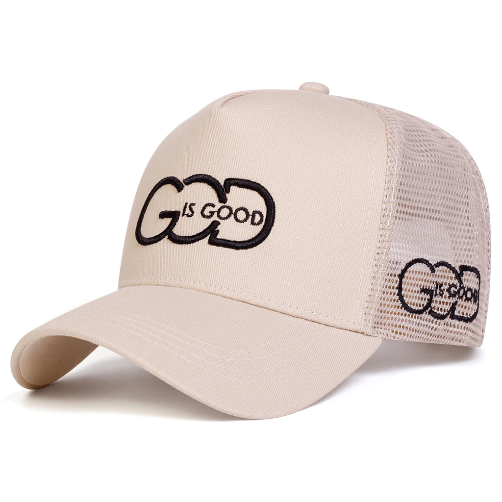 GOD IS GOOD Letter Embroidery Trucker Cap - ATSProducts