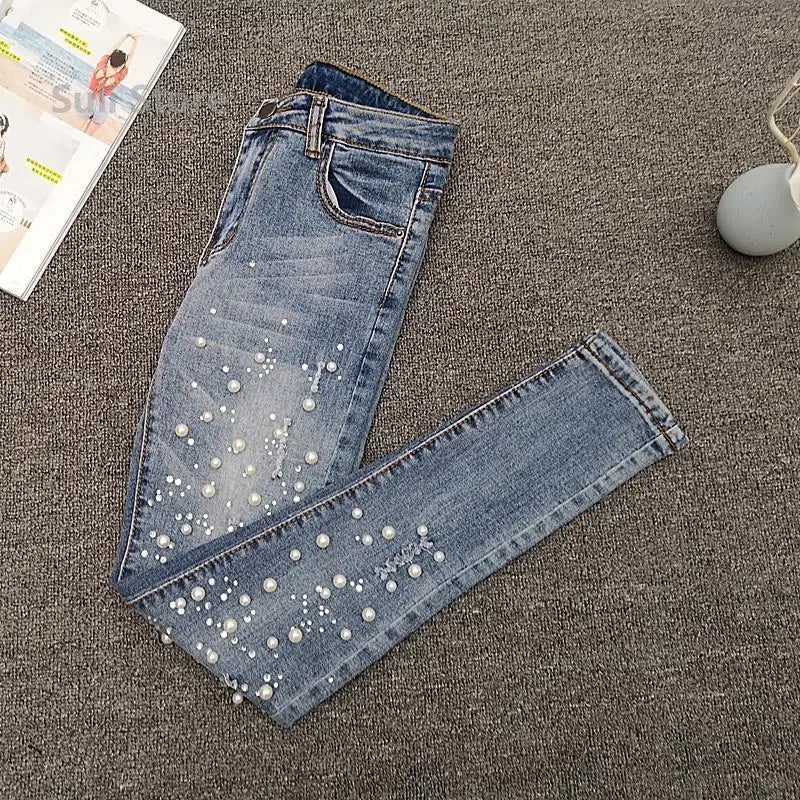 Loribindwood Beaded Skinny Jeans - ATSProducts