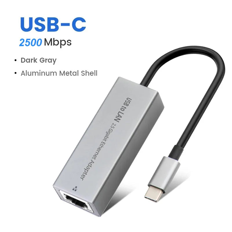 2500Mbps USB Ethernet Network Adapter for Macbook Pro Air USB C - ATSProducts
