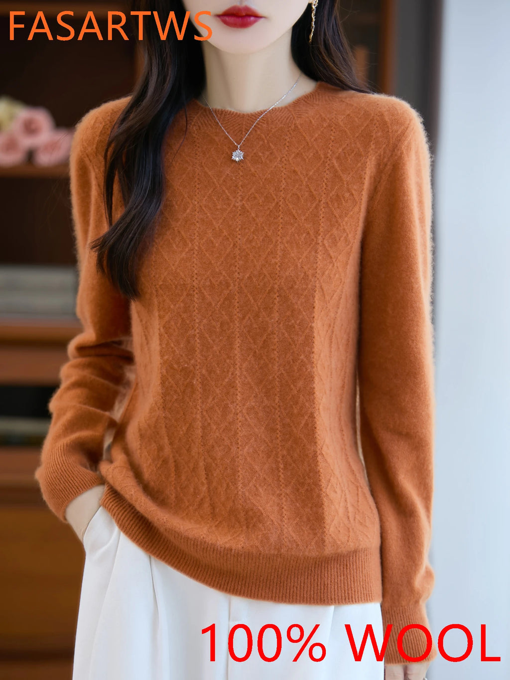 100% Merino Wool Seamless Knit Sweater - ATSProducts